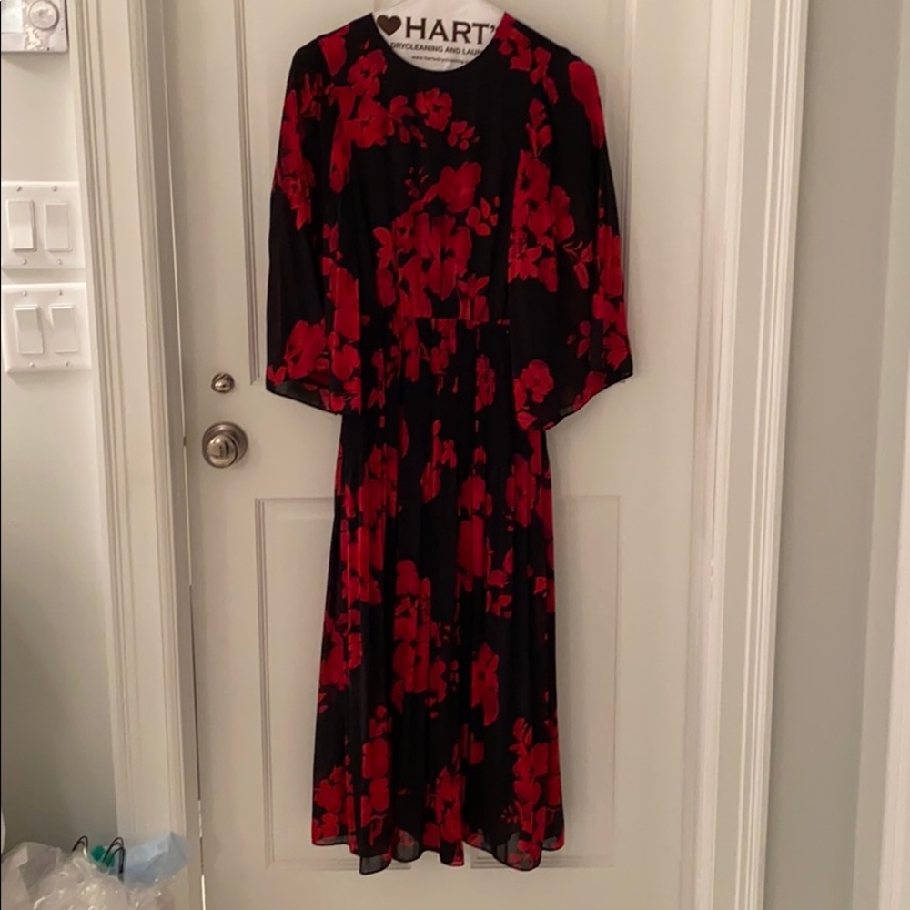 Red & Black Floral Dress